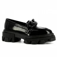 Mokasyny damskie - Czarne lakierowane półbuty CARINII - Carinii - miniaturka - grafika 1