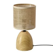 Lampy stojące - Candellux lampka stołowa DELI ceramiczna efekt drewna 1xE14 40W abażur beżowy - miniaturka - grafika 1