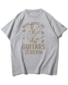 Koszulki i topy damskie - Koszulka oversize Krzyk Gitary Muzyka Szkielet Szara L - miniaturka - grafika 1
