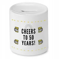 Skarbonki - SKARBONKA PREZENT NA URODZINY 50 50te 50-te z Nadrukiem ze Zdjęciem + Opakowanie na prezent (wzór 02) - miniaturka - grafika 1