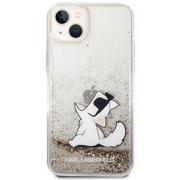 Etui i futerały do telefonów - Karl Lagerfeld Obudowa dla telefonów komórkowych Liquid Glitter Choupette Eat na Apple iPhone 14 Plus KLHCP14MGCFD Złoty - miniaturka - grafika 1