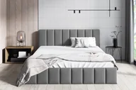Łóżka - Łóżko tapicerowane GUTTO łóżko podwójne powierzchnia do leżenia 140 x 200 cm metalowa rama z listew skrzynia łóżkowa w kolorze szarym - miniaturka - grafika 1