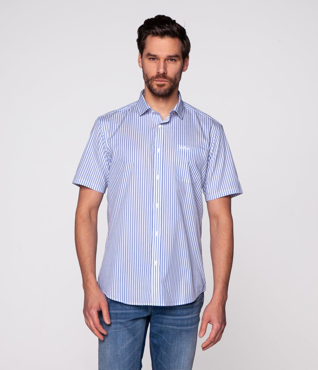 Koszula męska slim w paski RALPH2 2467 SKY BLUE-M