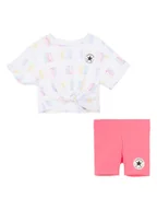 Kaftaniki dla niemowląt - Converse 2-częściowy zestaw w kolorze biało-różowym - miniaturka - grafika 1