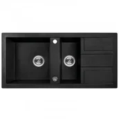 Zlewozmywaki - LAVEO SBB 731T BARBADOS Zlewozmywak granitowy 1,5 komory z ociekaczem Wymiary: 480x1000x185 mm Kolor: czarny - miniaturka - grafika 1