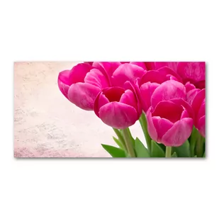Obraz zdjęcie szkło akryl Różowe tulipany - Obrazy i zdjęcia na płótnie - miniaturka - grafika 1