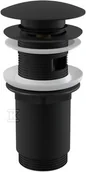 Syfony - Spust umywalki Clik-Clak 5/4" metalowy z przelewem, duży korek, czarny - miniaturka - grafika 1