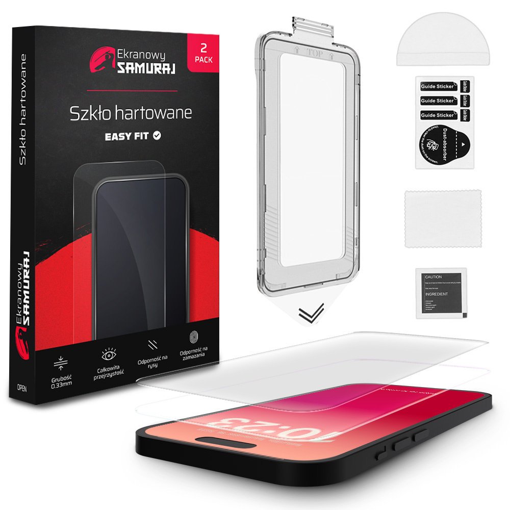 Szkło Prywatyzujące Ekranowy Samuraj do Apple iPhone 13/14 z ramką Easy Fit 2-Pack