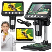 Mikroskopy i lupy - MIKROSKOP CYFROWY Z POWIĘKSZENIEM 1000x EKRAN HD 4,3" 8xLED WIDOK W PC + PL - miniaturka - grafika 1