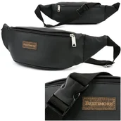 Nerki - Czarna nerka saszetka na biodro duża lakostka BELTIMORE C81 czarny - miniaturka - grafika 1