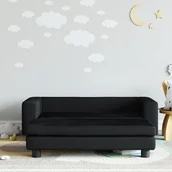 Meble do sypialni - vidaXL Sofa dziecięca z podnóżkiem, czarna, 100x50x30 cm, aksamit - miniaturka - grafika 1