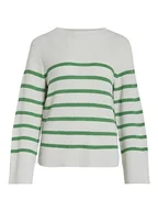 Koszulki i topy damskie - Vila VIMONTI L/S Stripe Knit Top/SU/PB, jasnozielony/szczegóły: white Alyssum, XS - miniaturka - grafika 1