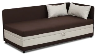 Tapczan łóżko jednoosobowe z pojemnikiem Hirek 80x200 Brązowe/Ecru - Łóżka - miniaturka - grafika 1