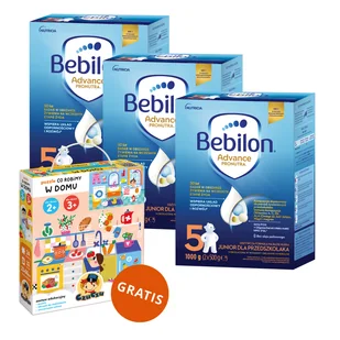Zestaw Bebilon Advance Pronutra 5 Junior, odżywcza formuła na bazie mleka, dla przedszkolaka, 3 x 1000 g + CzuCzu, puzzle Co robimy w domu gratis - Mleko modyfikowane - miniaturka - grafika 1