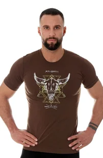 Koszulka męska z merino Brubeck Outdoor Wool Pro SS12650A brązowy byk - Koszulki sportowe męskie - miniaturka - grafika 1