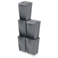 Kosze na śmieci - Prosperplast Zestaw koszy do segregacji Sortibox 5x20L szare ISWB20S5 - miniaturka - grafika 1