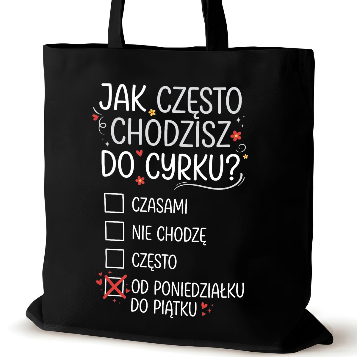 Czarna torba bawełniana dla VIRAL na ramię walentynki przyjaciółki