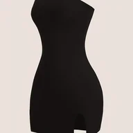 Sukienki - TEMU Elegancka sukienka bez rękawów dla kobiet - bez rękawów, jednokolorowa, elastyczna mieszanka poliestru, idealna na letni modny wygląd, elegancki - miniaturka - grafika 1