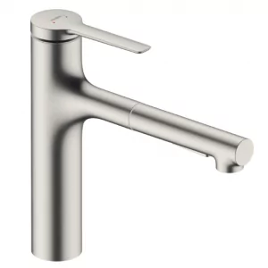 HANSGROHE 74823800 Zesis M33 Jednouchwytowa bateria kuchenna 160, metalowa wyciągana wylewka, 2jet, sBox Stal Szlachetna Finish - Baterie kuchenne - miniaturka - grafika 1