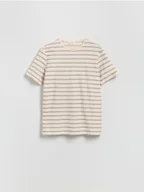 Koszulki męskie - Reserved - T-shirt regular w paski - bordowy - miniaturka - grafika 1