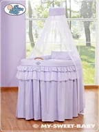 Łóżeczka i kojce - Kosz Mojżesza wiklinowy z baldachimem- Little Prince fioletowy - miniaturka - grafika 1