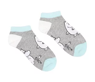 Moomintroll damskie skarpety do kostki Muminki, szare, EU 36-42, Szary, jasnoniebieski, biały - Skarpetki damskie - miniaturka - grafika 1