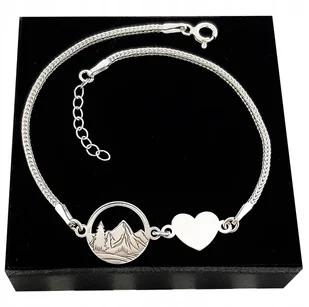 Bransoletka GORY Z GÓRAMI SERCE GRAWER srebro 925 - Bransoletki - miniaturka - grafika 1