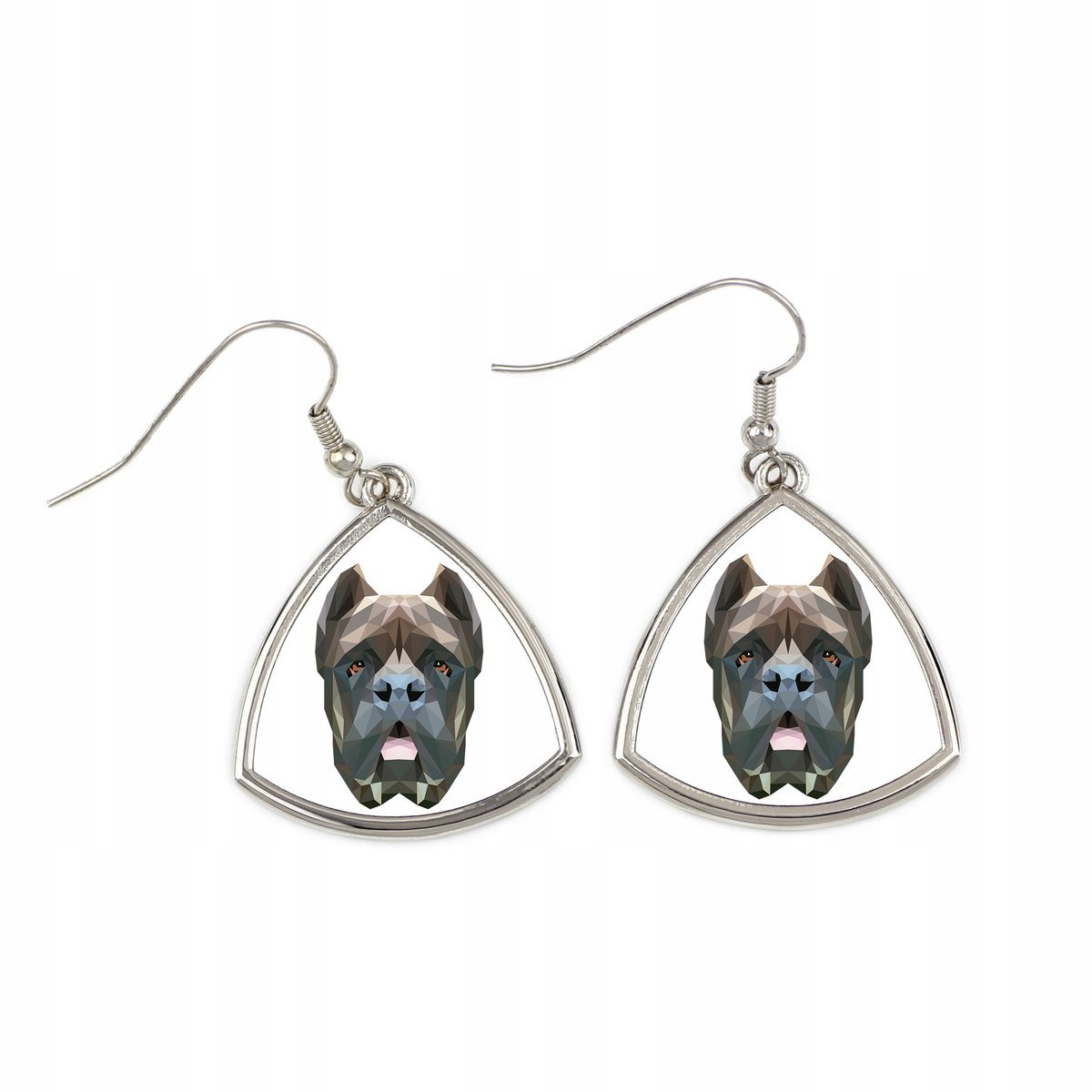 Cane Corso Italiano -kolczyki ze zdjęciem i napisem geometryczne pies Art-D