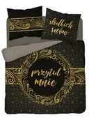 Pościel - Detexpol Pościel bawełniana 160x200 Przytul mnie czarna złota 3755 A Holland 78 - miniaturka - grafika 1