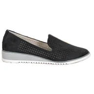 Mokasyny damskie - Goodin Lekkie Ażurowe Lordsy czarne - miniaturka - grafika 1