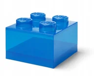 Pojemniki na zabawki - LEGO Classic 40090805 Pojemnik klocek LEGO Brick 4 z pokrywką – Przezroczysty niebieski - miniaturka - grafika 1