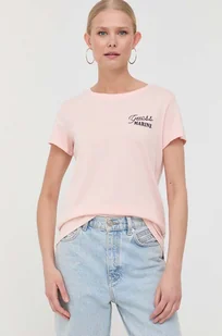 Guess t-shirt damski kolor różowy - Koszulki sportowe damskie - miniaturka - grafika 1