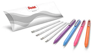 Pentel BX470 iZee długopisy 4 kolory zestaw wraz z wkładami do uzupełniania, posortowane pod względem koloru, mechanika nacisku, metalowy klips, grubość kreski 0,5 mm = średnica kulki 1,0 mm - Długopisy - miniaturka - grafika 1