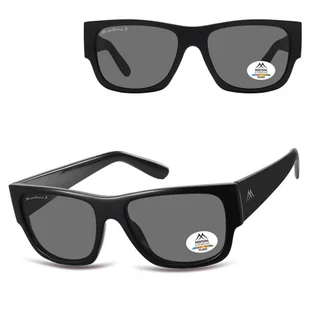 Czarne prostokątne okulary przeciwsłoneczne z polaryzacją MP195 - Okulary korekcyjne, oprawki, szkła - miniaturka - grafika 1