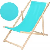 Leżaki ogrodowe - Leżak ogrodowy, drewniany z 3-stopniową regulacją, plażowy, balkonowy, turkusowy UNIWERSALNY - miniaturka - grafika 1