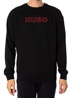 Bluzy męskie - HUGO Męska bluza z nadrukiem LOUNGEW_Sweatshirt, czarna1, S - miniaturka - grafika 1