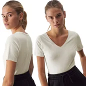 Bluzki damskie - Koszulka Damska 4F T-shirt Bluzka Bawełniana Dekolt w Serek F1649-12S-XS - miniaturka - grafika 1