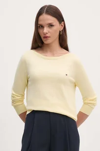 Tommy Hilfiger sweter damski kolor żółty lekki WW0WW40099 - Swetry damskie - miniaturka - grafika 1