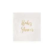 Dekoracje i nakrycia stołu na imprezę - Serwetki ze złotym napisem baby shower, 33x33cm, 20szt - miniaturka - grafika 1