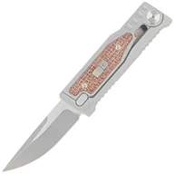 Noże - Nóż grawitacyjny Reate Mini EXO OTF Gravity Drop Point Bead Blasted Titanium/Burlap Micarta, Stonewashed CPM 3V - miniaturka - grafika 1