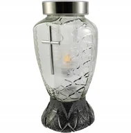 Lampiony i znicze - Szklany Znicz Solarny Fotowoltaiczny Naturalne Światło Ciepły Biały 24Cm - miniaturka - grafika 1