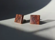 Spinki do mankietów i krawatów - Drewniane spinki do mankietów ze stalą chirurgiczną - miniaturka - grafika 1