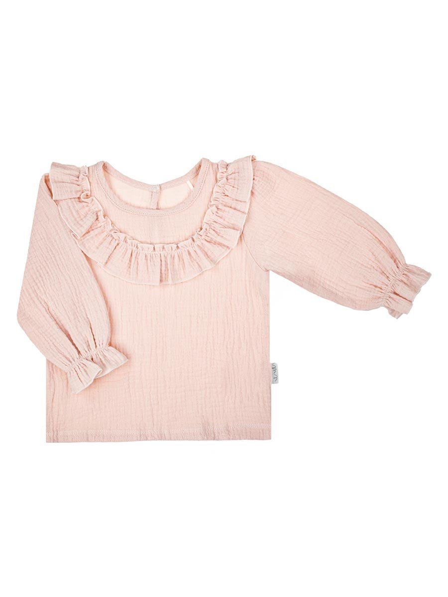 Dziewczęca Bluzka długi rękaw Muślin pudrowy, Nicol,r.92