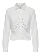 Bluzki damskie - ONLY Damska bluzka Onlmette Ls Wrinkle Short Top Noos WVN, biały, L - miniaturka - grafika 1