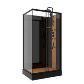 Kabiny prysznicowe - Kabina z hydromasażem WOOD 120x80x225 cm czarny mat SAVANA - miniaturka - grafika 1