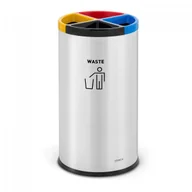Kosze na śmieci - ulsonix Kosz na śmieci - okrągły - z przegrodą - stal nierdzewna / plastik - srebrny / czarny / niebieski / czerwony / żółty ULX-GB24 - miniaturka - grafika 1