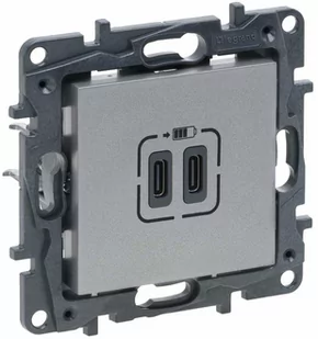Legrand Niloe Step gniazdo podwójne USB 2xUSB C 3 A kolor aluminium 863339 863339 - Gniazdka elektryczne - miniaturka - grafika 1