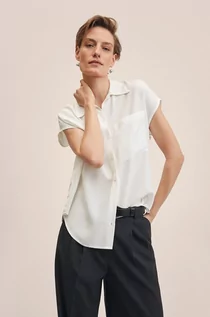 Koszule damskie - Mango koszula Lim damska kolor biały relaxed z kołnierzykiem klasycznym - grafika 1
