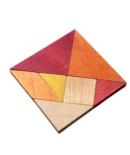 Drewniany Tangram w woreczku – barwa ciepła - Zestawy naczyń dla dzieci Drewniany Tangram w woreczku – barwa ciepła - Zestawy naczyń dla dzieci - miniaturka - grafika 1