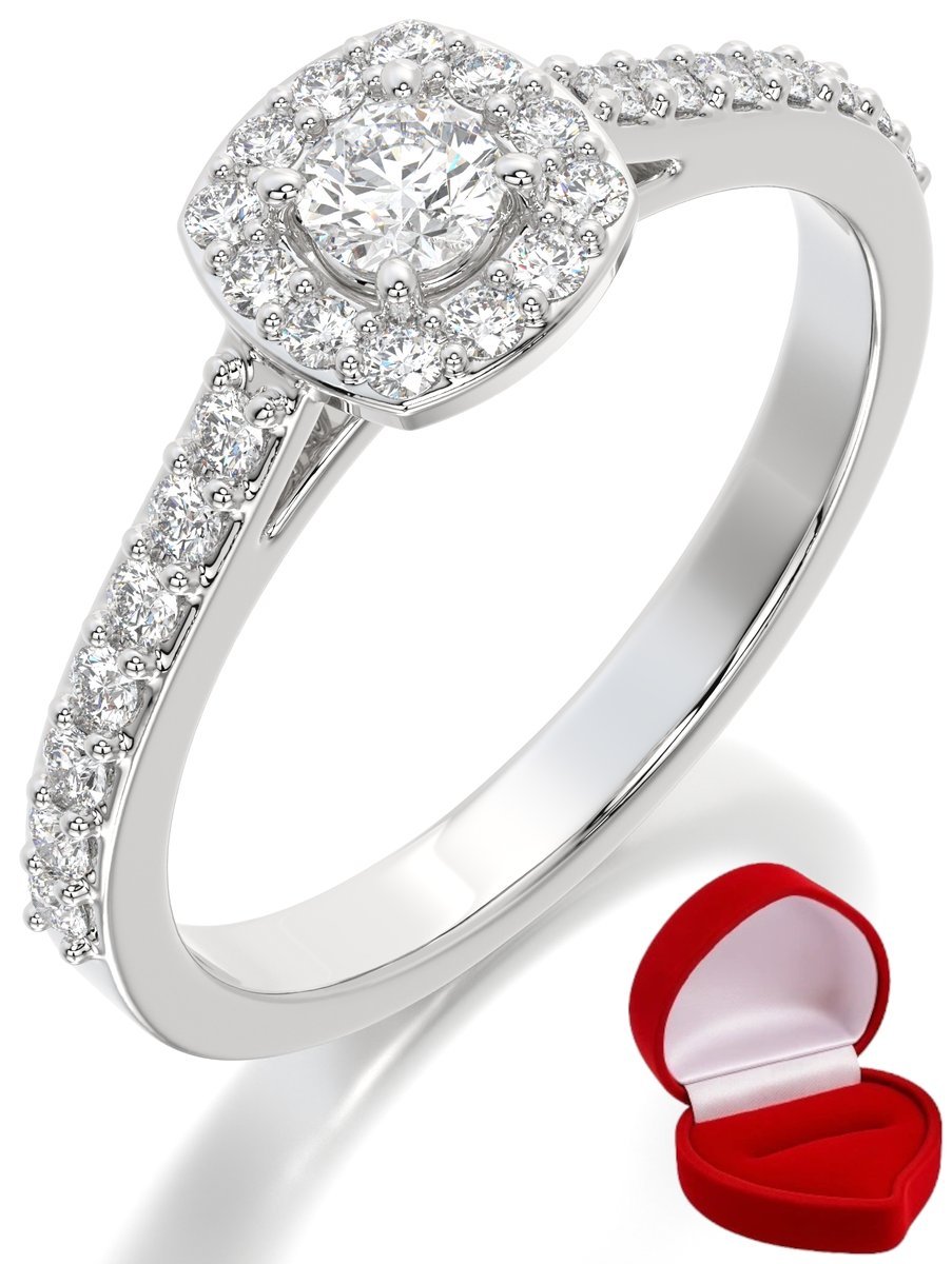 ZŁOTY PIERŚCIONEK ZARĘCZYNOWY 585 14k BRYLANT 0,14 ct BIAŁE ZŁOTO R19